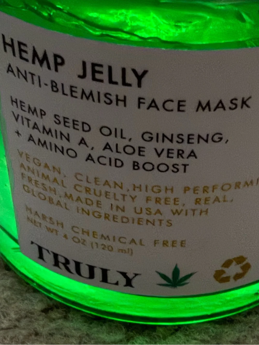 Truly Hemp Jelly Anti-Blemish Face Mask! New Sealed